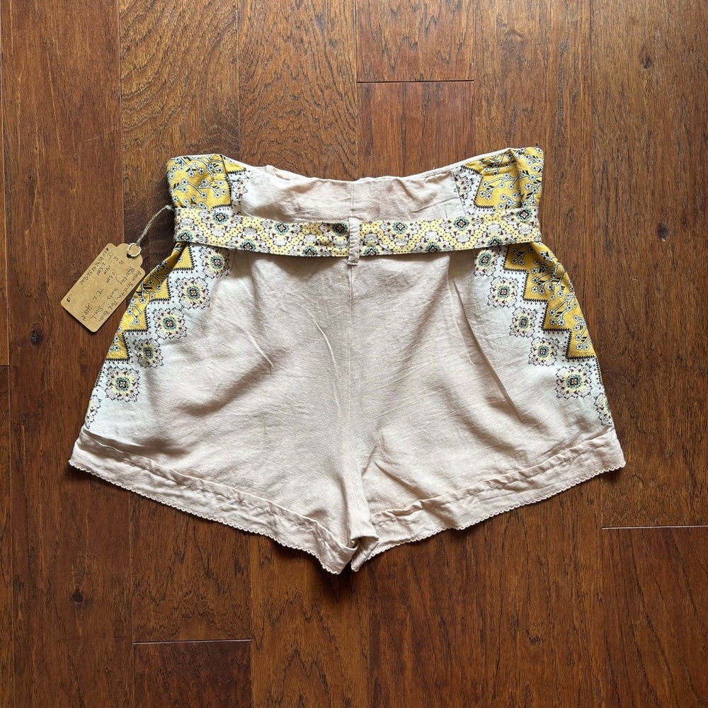 Agua Bendita Pink & Yellow Linen Blend High Waist Shorts – Size L - Picture 6 of 10